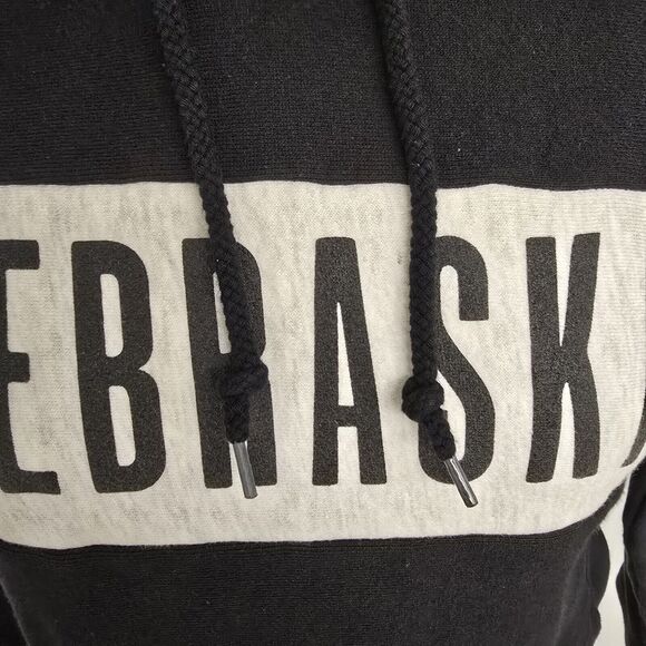 Women's Champion Black & Gray NEBRASKA Oversized Cropped Hoodie | Size Small - Picture 5 of 11